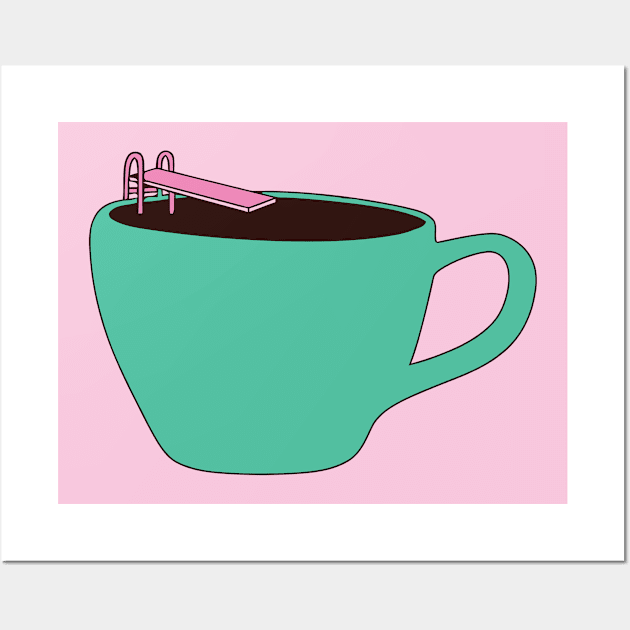 Drawing Cute Coffee Pool Wall Art by hannahalras